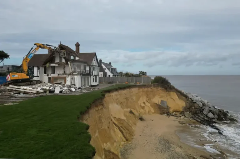 Demolition Begins on Suffolk Cliffside Home Threatened by Coastal Erosion